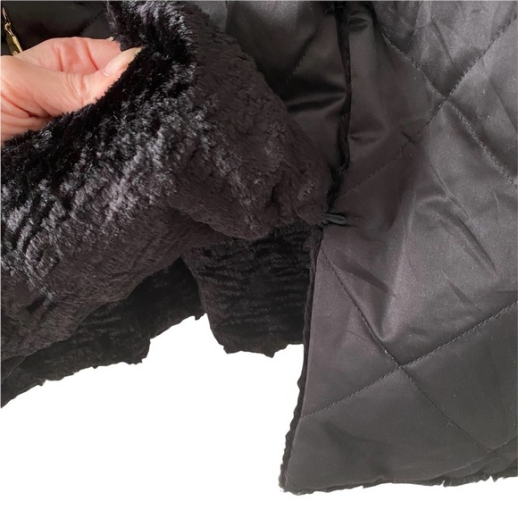 Faux Fur Vest 2X Full Zip Quilted Warm Plus Black - Picture 8 of 14